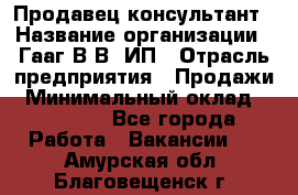 Продавец-консультант › Название организации ­ Гааг В.В, ИП › Отрасль предприятия ­ Продажи › Минимальный оклад ­ 15 000 - Все города Работа » Вакансии   . Амурская обл.,Благовещенск г.